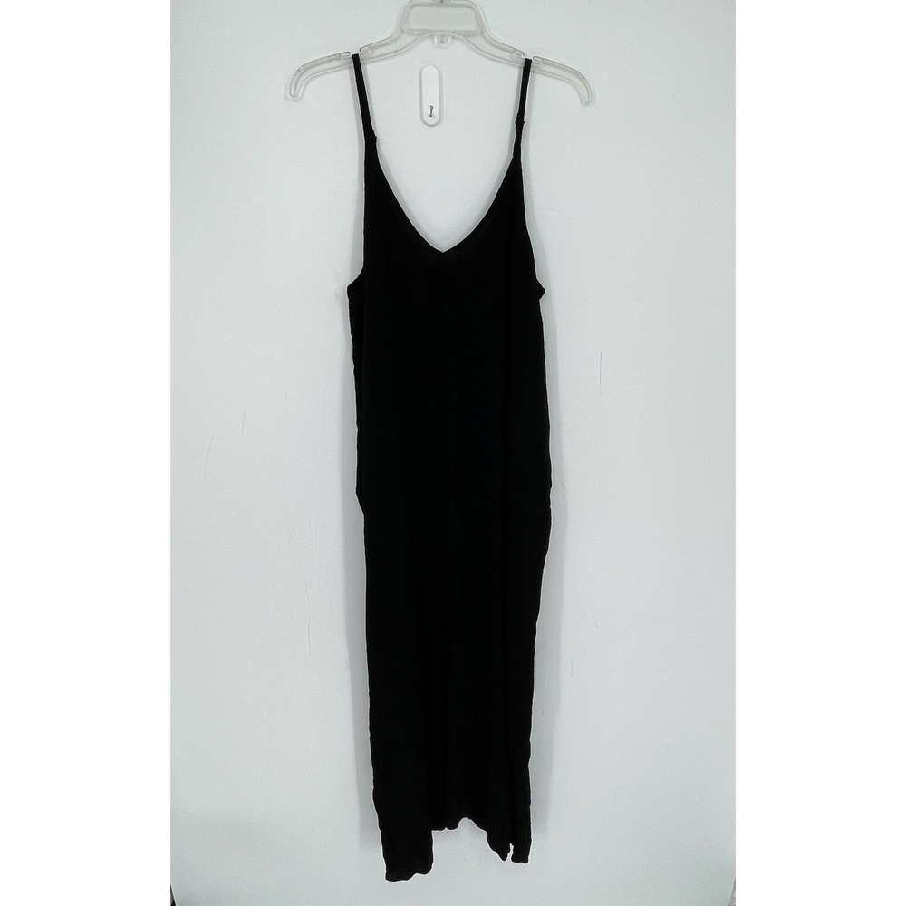 Lovestitch Women's Black Gauze Crinkle Sleeveless Maxi Dress Plus Size 1X-2X